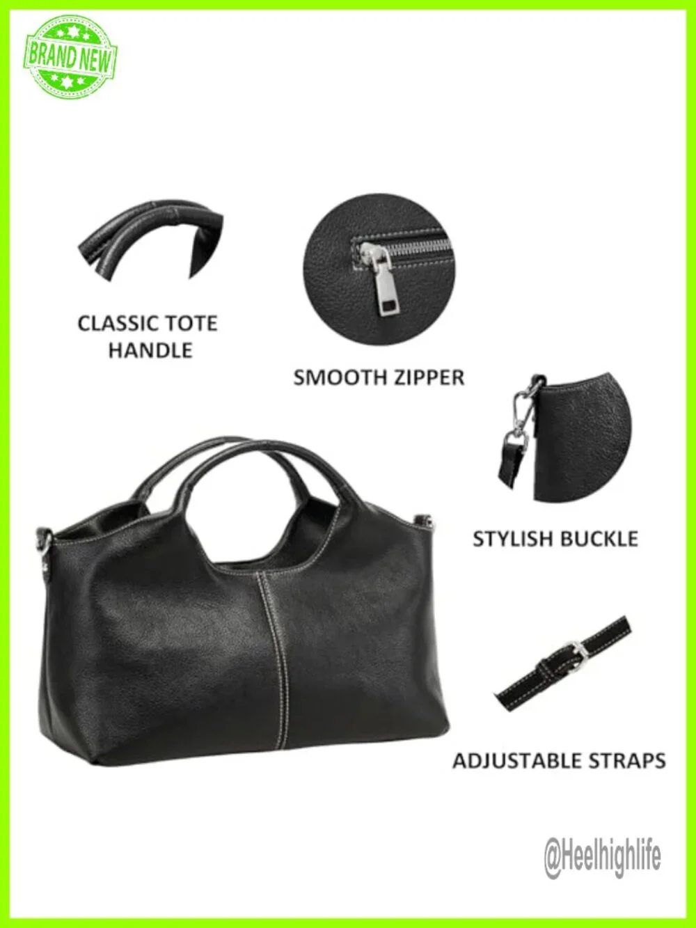 Small Designer Tote Satchel Soft Leather Crossbody Handbag with 2 Compartments